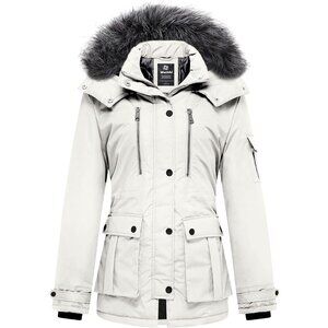 Women's Quilted Winter Coat Warm Puffer Jacket Thicken Parka with Removable Hood